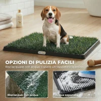 PawHut Tappetino Erboso Lavabile per Cani con Erba Artificiale e Vassoio per Uso Interno ed Esterno 76 x 50,5 cm(m-6)