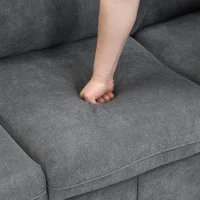 Divano angolare a U, con vano contenitore, pouf incluso, rivestimento in chenille, 188x186x86 cm, Grigio scuro(m-12)