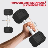 SPORTNOW Set de Gantere pentru Sala de Fitness cu Suport, 2x4kg, 2x6kg, 2x8kg, Greutăți Hexagonale din Metal cu Mâner Antiderapant, Antrenament de Forță Acasă, Negru(m-5)