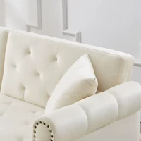 Divano letto 2 posti, rivestimento in velluto, piedi dorati, 173x75x70 cm, Beige(m-10)