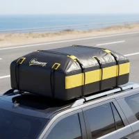 Outsunny Bolsa de Techo para Coche 594L Impermeable con 6 Correas Alfombrilla Antideslizante Ganchos para Vehículos Amarillo(m-2)