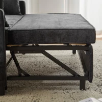 Divano letto a due posti con funzione letto, estraibile, schienale regolabile, rivestimento in chenille, 142x79x85 cm, Nero anticato(m-10)