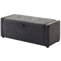HOMCOM Banc de rangement, bout de lit, repose-pieds rembourré en lin avec assise large, 122 x 48 x 44 cm, gris foncé