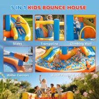 AIYAPLAY 5 in 1 Bouncy Castle for Children, Inflatable Bounce House with Dual Slides, Pool, Climbing Wall, Water Cannons, Blower(m-4)