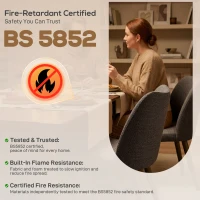 HOMCOM Dining Chairs Set of 2, Linen Upholstered Kitchen Chairs with Padded Seat, Curved Backrest, Rubberwood Legs, Dark Grey(m-9)