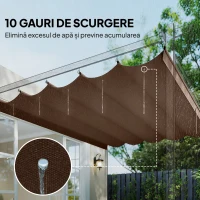 Outsunny Acoperiș pentru pergolă gazebo cu 10 orificii de drenaj, din poliester, 250x255 cm, pentru pergolă 3x3 m, culoare cafea(m-6)