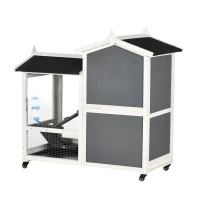 PawHut Cusca Exterior pentru Iepuri – Cu Roti, Casa si Zona de Alergat(m-19)