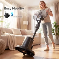 HOMCOM Stojący wentylator z mgiełką, oscylacja 70°, 3 prędkości, 3 tryby, zbiornik 3,5 l, czarny(m-9)