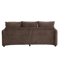 Divano angolare a U, con vano contenitore, pouf incluso, rivestimento in chenille, 188x186x86 cm, Marrone(m-8)