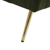 Divano letto con funzione letto, schienale regolabile, gambe dorate, rivestimento in sherpa, 175x64x72 cm, Verde(m-9)