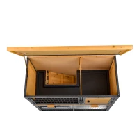 Pawhut Cusca Iepuri Exterior – Lemn & Metal, Cu Rampa & Spatiu Deschis(m-22)