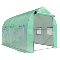 Outsunny Estufa tipo Túnel 3x2x2 m Estufa de Exterior com 6 Janelas de Malha e Porta Estufa de Cultivos para Pátio Jardim Verde(m-1)