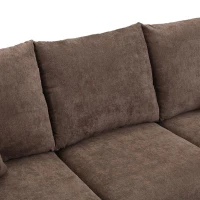 Divano angolare a U, con vano contenitore, pouf incluso, rivestimento in chenille, 188x186x86 cm, Marrone(m-9)