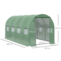 Outsunny Walk-in Polytunnel Greenhouse, Outdoor Garden Plant Shelter with Windows and Doors (4 x 2M)(m-16)