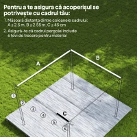 Outsunny Acoperiș pentru pergolă gazebo cu 10 orificii de drenaj, din poliester, 250x255 cm, pentru pergolă 3x3 m, culoare cafea(m-4)