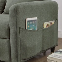 Divano pieghevole a due posti, rivestimento in cotone-lino, 114x77x82,5 cm, Verde militare(m-10)