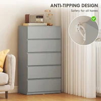HOMCOM Chest of Drawers, 5-Drawer Storage Cabinets, Modern Dresser, Storage Drawer Unit for Bedroom(m-5)