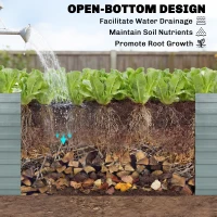 Outsunny zestaw dwóch ocynkowanych podwyższonych grządek, 180 x 90 x 60 cm, metalowe grządki z bezpiecznymi krawędziami, srebrny(m-8)