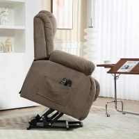 HOMCOM Riser Recliner Armchair with 8 Vibration Massage and Lumbar Heater, Wide Seat, USB Port, Light Brown(m-14)