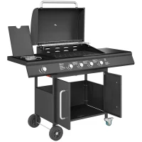 Grill gazowy 15,2 kW, 5 palników ze stali, kółka, boczny palnik(m-1)