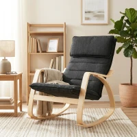 HOMCOM Lounge Chair, Comfortable Relax Rocking Chair with Headrest, 67W x 92D x 89H cm, Black(m-2)