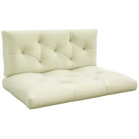 Outsunny Almofadas de Jardim Conjunto 2 Peças para Encosto e Assento com Recheio Espesso, Almofadas de Exterior em Poliéster para Sofás e Paletes, Creme(m-6)