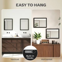 HOMCOM Wall Bathroom Mirror, 30 x 40 cm Wall-Mounted Mirror for Living Room, Bedroom, Hallway, Set of 2, Black(m-5)