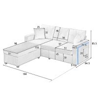 Divano a L con LED, rivestimento in velluto a coste, ottomana, 184x84,5x85,5 cm, Grigio(m-3)