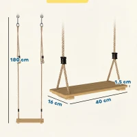 AIYAPLAY Wooden Swing Seat, Kids Swing Set with Adjustable Rope and Tree Straps, Outdoor Playground Playset for Kids(m-3)