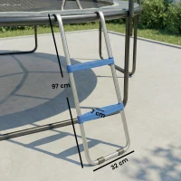 SPORTNOW Drabinka trampolinowa 32/63 cm 2 stopnie do trampoliny do 150 kg z ocynkowaną stalową ramą Niebieska(m-3)