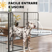 PawHut Recinto per Cani Pieghevole in Acciaio con Picchetti per Interni ed Esterni, 68 x 100 cm, 12 Pannelli, Nero(m-5)