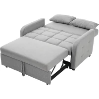 Divano-letto pieghevole multifunzionale, 2-in-1, schienale regolabile, rivestimento in cotone e lino, 127x75x94 cm, Grigio(m-12)