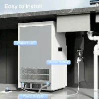 HOMCOM Commerciële IJsblokjesmachine, 55 kg/24u Roestvrij Staal Onderbouw of Vrijstaande IJsblokjesmaker met 13 kg Opslag(m-8)