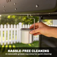 Outsunny Grill gazowy 5 kW, 2 palniki, BBQ Grill ze stali nierdzewnej z bocznymi stolikami, dolną półką, przednią osłoną i emaliowanym rusztem(m-9)