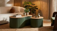 Mauro Ferretti Set de măsuță de cafea Frankfurt verde 2 bucăți cm 87x53x32-50x35x28(m-9)