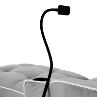 Divano letto estraibile 3-in-1, con portabicchieri e porta smartphone, rivestimento in velluto, struttura in metallo, 83x167x76 cm, Grigio e bianco(m-12)