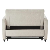 Divano pieghevole a due posti, rivestimento in cotone-lino, 114x77x82,5 cm, Beige(m-8)