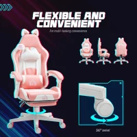 Ergonomiczny fotel gamingowy z podparciem lędźwiowym, podnóżek(m-7)