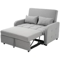 Divano-letto pieghevole multifunzionale, 2-in-1, schienale regolabile, rivestimento in cotone e lino, 127x75x94 cm, Grigio(m-2)