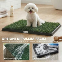 PawHut tappetino per cani con vassoio ed erba artificiale, 63 x 50,5 cm, verde(m-6)