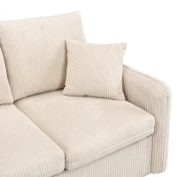 Divano angolare a U, con vano contenitore, pouf incluso, rivestimento in chenille, 188x186x86 cm, Beige(m-11)