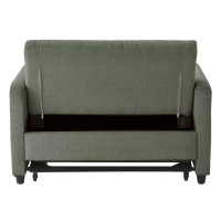Divano pieghevole a due posti, rivestimento in cotone-lino, 114x77x82,5 cm, Verde militare(m-9)