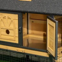 PawHut Cusca de Exterior pentru Iepuri, Cusca cu Tava Detasabila, Curte, Rampa, Casa pentru Animale Mici(m-11)