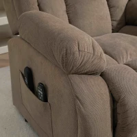 HOMCOM Riser Recliner Armchair with 8 Vibration Massage and Lumbar Heater, Wide Seat, USB Port, Light Brown(m-11)