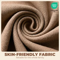 HOMCOM Dining Chairs Set of 2, Linen Upholstered Kitchen Chairs with Padded Seat, Curved Backrest, Rubberwood Legs, Brown(m-6)