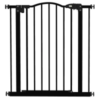 PawHut Metal 74-80cm Adjustable Pet Gate Safety Barrier w/ Auto-Close Door Black(m-1)
