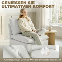 HOMCOM Akzentstuhl, Moderner Leathaire-Stuhl mit Breiter und Tiefer Sitzfläche, Dicke Polster, Einfache Montage, Grau(m-6)