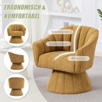 360°-Drehstuhl mit ergonomischer, umschließender Rücken- und Armlehne, 70 x 66 x 72 cm, Senfgelb(m-6)