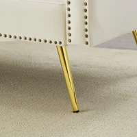 Divano letto 2 posti, rivestimento in velluto, piedi dorati, 173x75x70 cm, Beige(m-9)