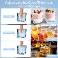 HOMCOM Commerciële IJsblokjesmachine, 55 kg/24u Roestvrij Staal Onderbouw of Vrijstaande IJsblokjesmaker met 13 kg Opslag(m-7)